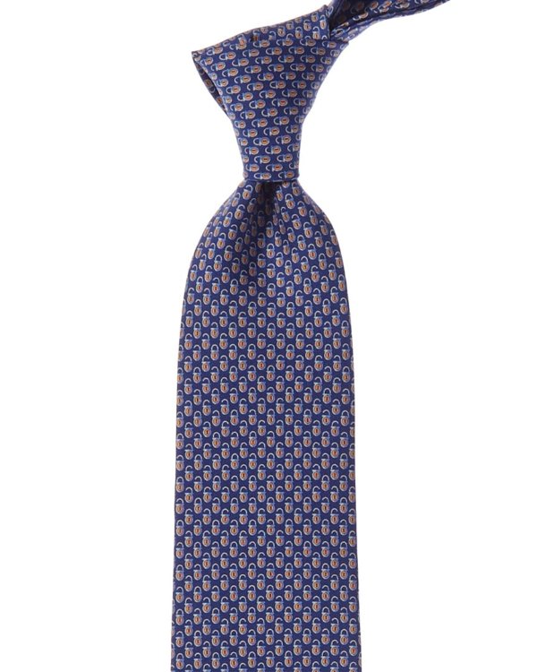 Blue Gancini Padlock Silk Tie