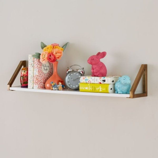 White and Gold Wall Shelf + Reviews | Crate & Kids
