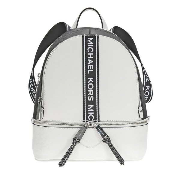 Rhea Medium Pebbled Leather Backpack - Optic White / Black