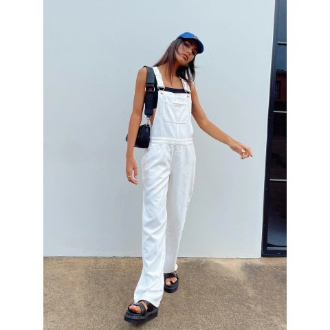 Organic Cotton Blend Aura Overalls White