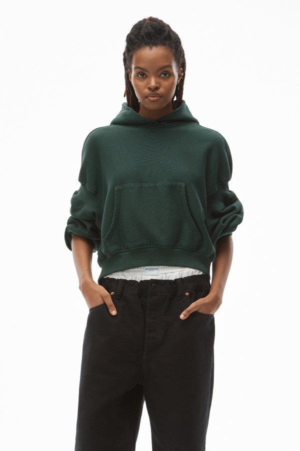 alexanderwang DROPPED SHOULDER HOODIE WITH EMBROIDERY