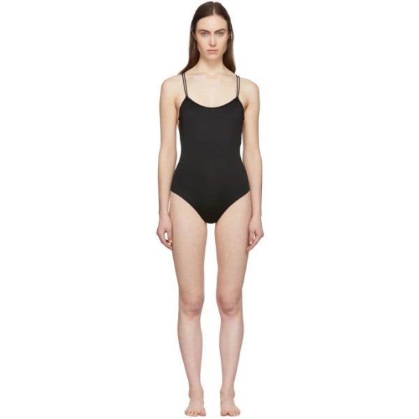 Black Simple One-Piece Swimsuit