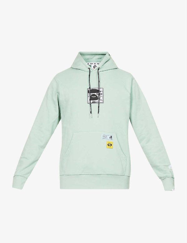 Brand-embroidered cotton-blend hoody