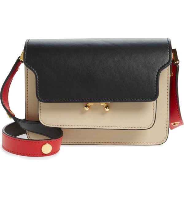Small Trunk Colorblock Leather Shoulder Bag