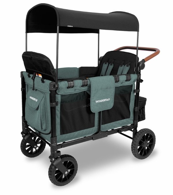 W4 Luxe Multifunctional Quad (4 Seater) Stroller Wagon - Hunter Green (Albee Exclusive)
