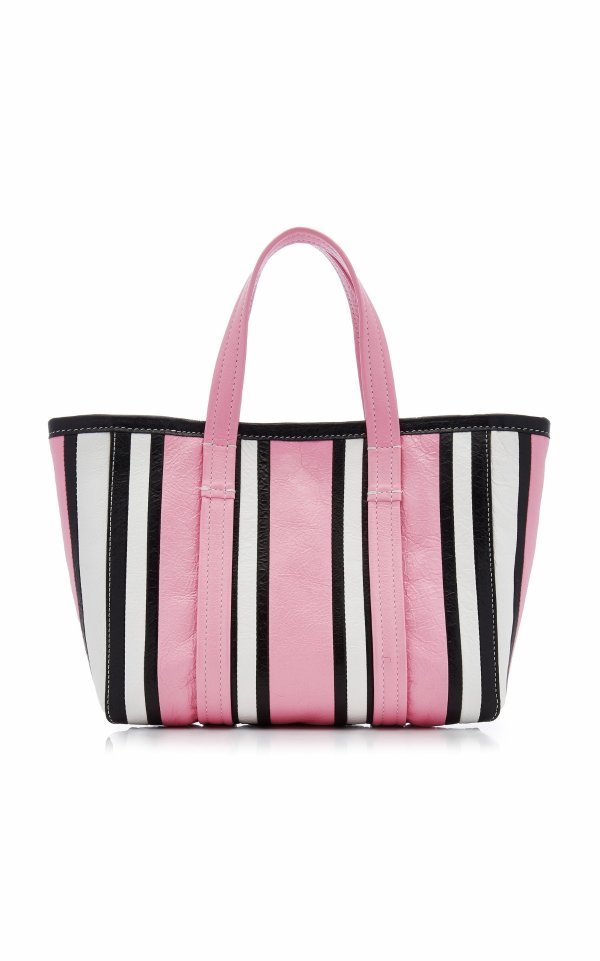 Barbes Small Striped Leather Shopper Tote