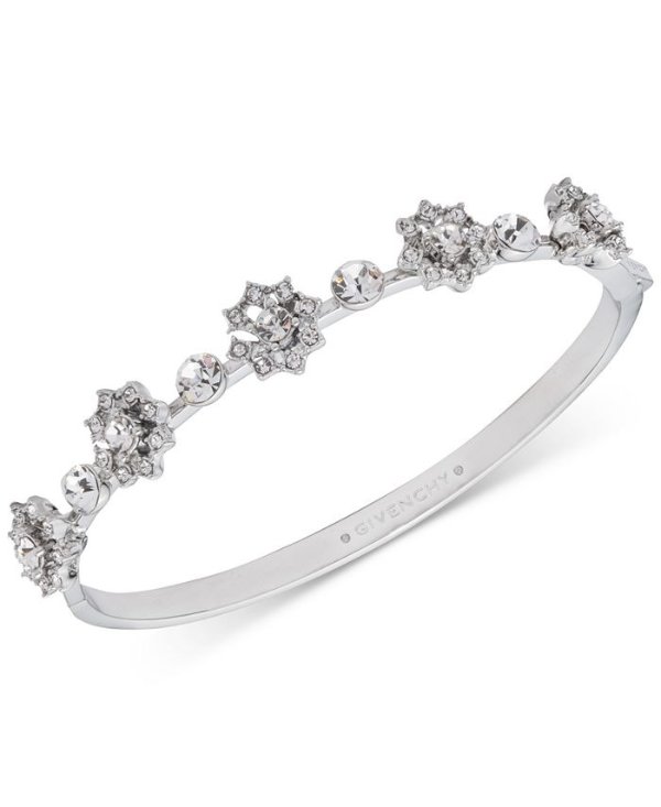 Crystal Flower Bangle Bracelet