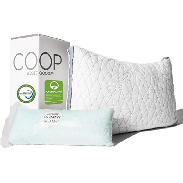 Coop Home Goods Eden Pillow Queen Size Bed Pillow for Sleeping - Adjustable Cross Cut Memory Foam Pillows with Cooling Gel- Washable Cover from Bamboo Rayon - CertiPUR-US/GREENGUARD Gold Certified