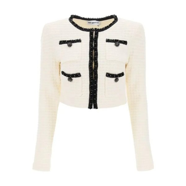 SELF PORTRAIT cropped cardigan with sequin trims