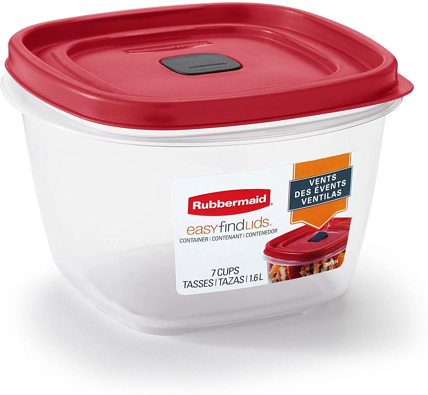 Rubbermaid简易查找盖7杯食品储存和整理容器，红色Racer
