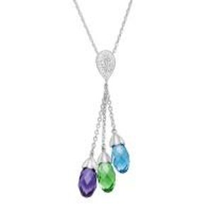 Crystaluxe Lariat Pendant Necklace with Swarovski Crystals in Sterling Silver