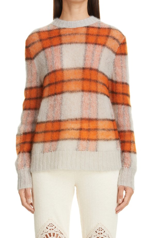 Kirma Check Double Mohair Blend Sweater