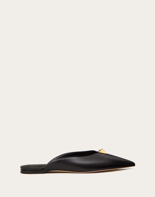 Roman Stud Flat Mule in calfskin for Woman | Valentino Online Boutique