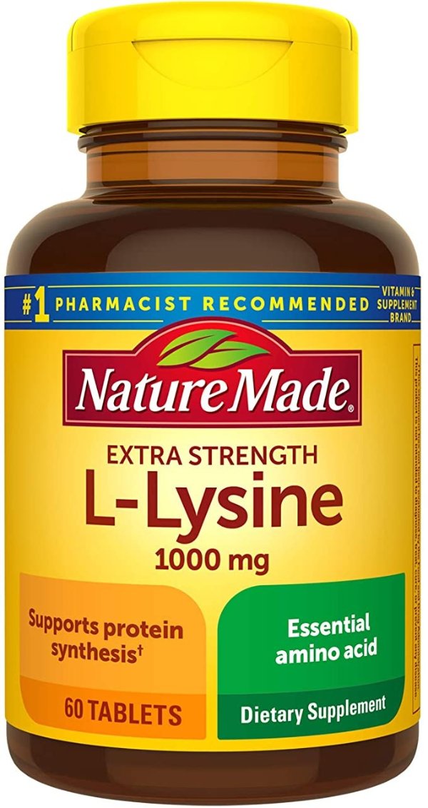 Extra Strength L-Lysine 1000 mg Amino Acid, 60 Tablets