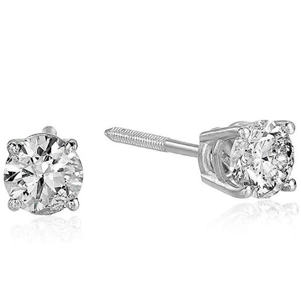 1/2 cttw Diamond Stud Earrings 14K White Gold I2-I3 Clarity @ Amazon.com