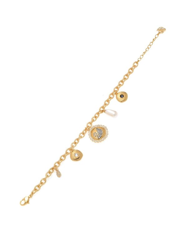 Vintage Swan Gold Tone Dark Multi Colored Crystal Bracelet 5489217