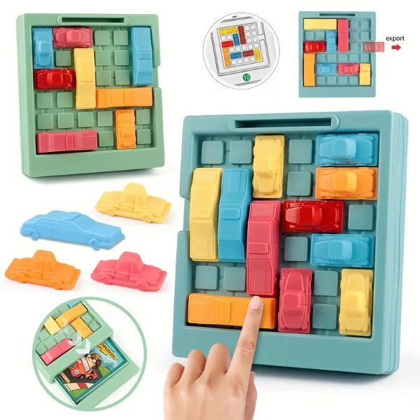 Children's Car Challenge Huarong Road, Puzzle Kindergarten Early Education Problem Solving Game Logic Thinking Training Science Education Toy
