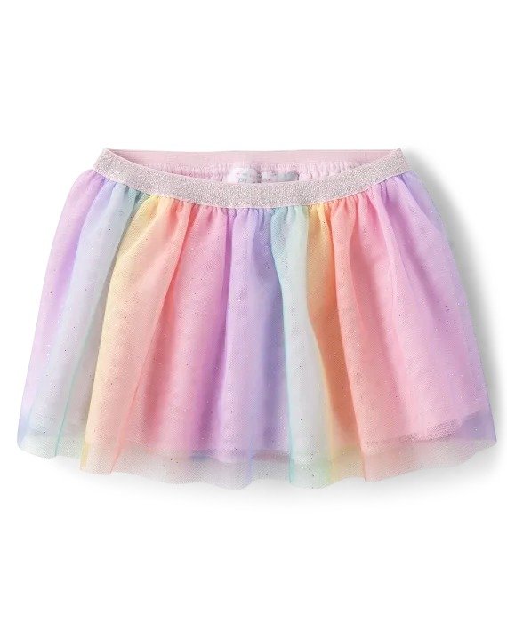 Toddler Girls Rainbow Ombre Mesh Skirt - bright pink