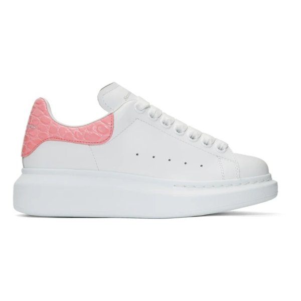  White & Pink Croc Oversized Sneakers