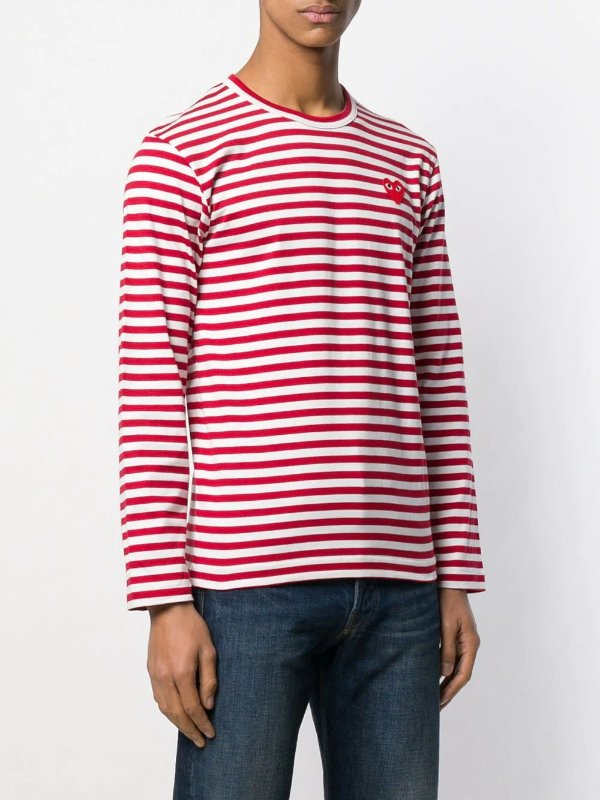 heart patch striped sweatshirt
