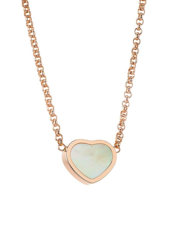 My Happy Hearts 18K Rose Gold & Mother-Of-Pearl Heart Pendant Necklace