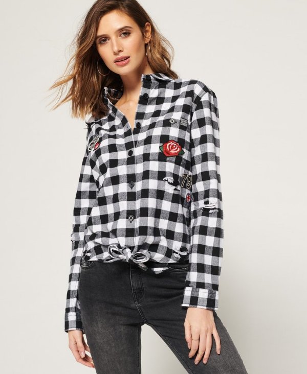 Zephyr Check Tie Front Shirt