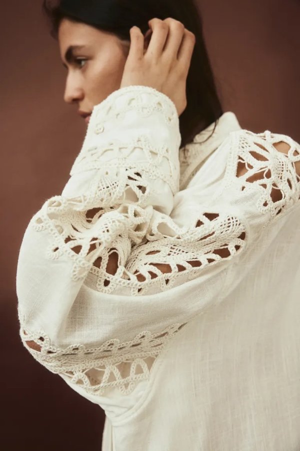 Embroidered Linen-blend Shirt