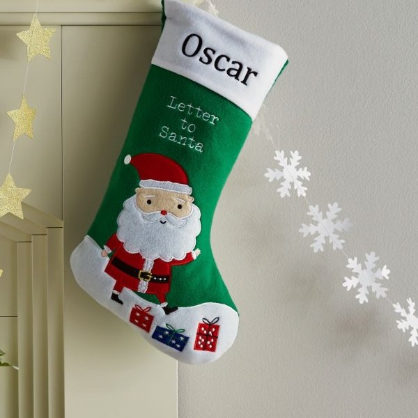 Personalized Green Letter To Santa Stocking
