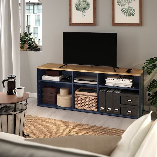 SKRUVBY TV unit, black-blue, 613/8x143/4x235/8" - IKEA