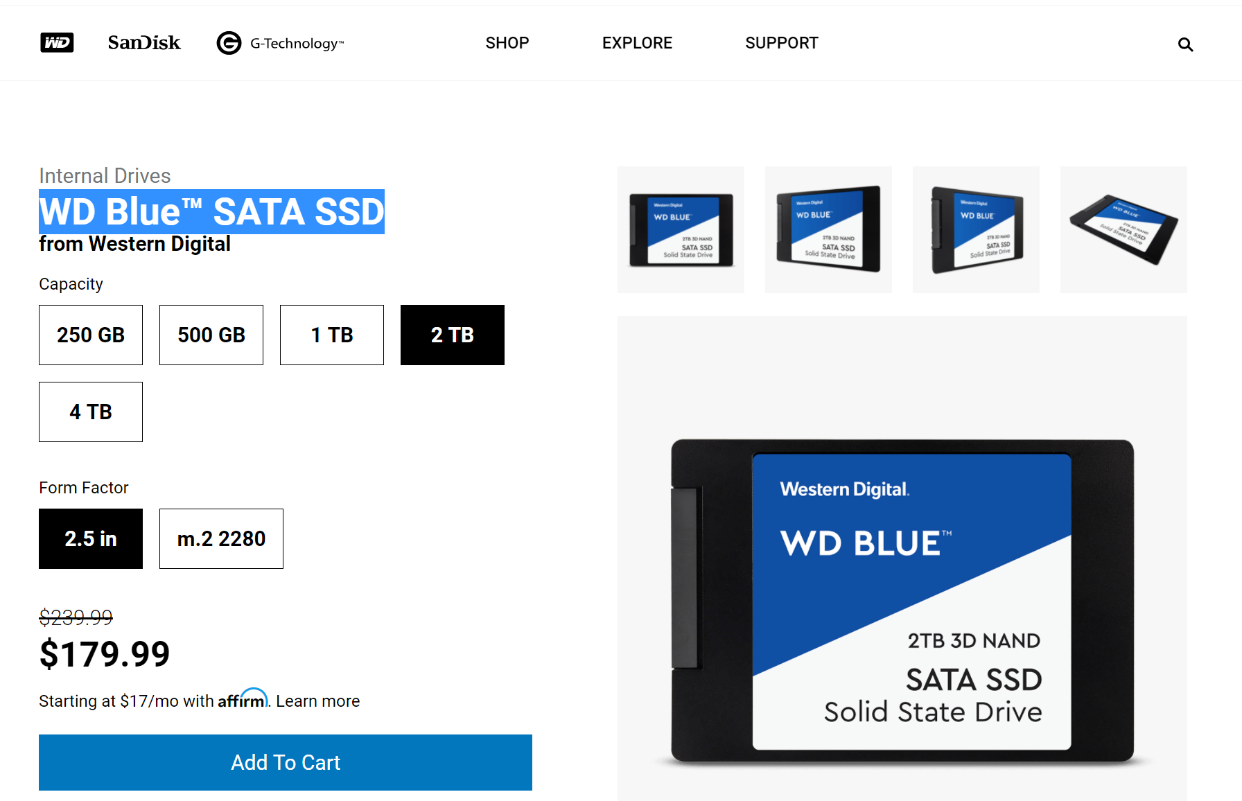 西数蓝盘 WD Blue™ SATA SSD 2TB
