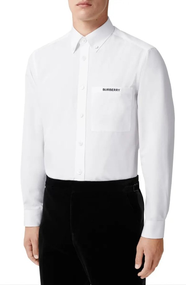 Coleton Slim Fit Embellished Logo Button-Down Shirt