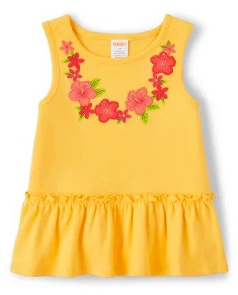 Girls Sleeveless Embroidered Floral Ruffle Top - Pineapple Punch | Gymboree - ZEST