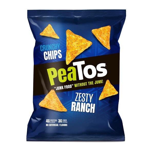 PeaTos Crunchy Chips, Snack Packs 4 Ounce Bags, 4 Count