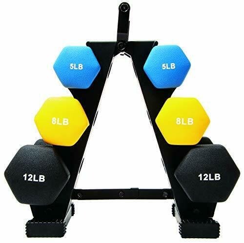 BalanceFrom Colored Neoprene Coated Dumbbell Set with Stand DB-5812