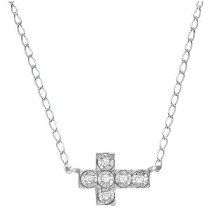 Sideways Cross Necklace with Diamonds