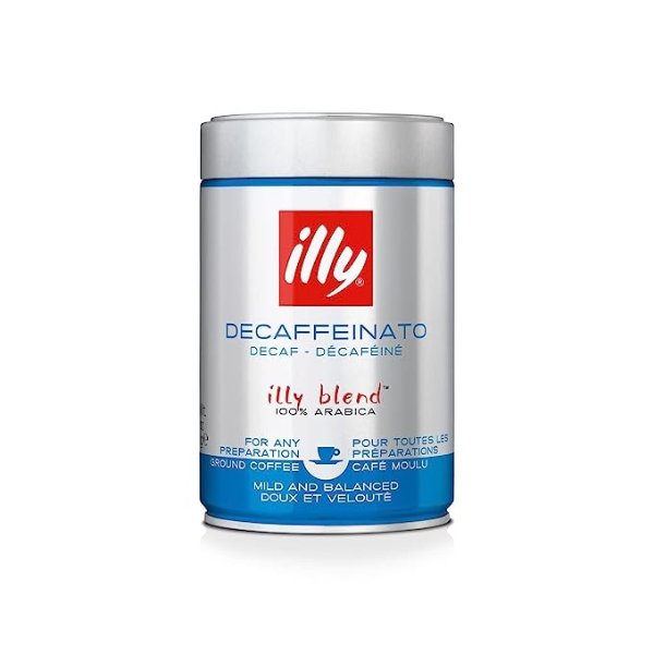 Decaffeinated Ground Espresso Coffee, Classic Medium Roast with Notes of Toasted Bread, 100% Arabica Coffee, No Preservatives, 8.8 Ounce Can (Pack of 1)