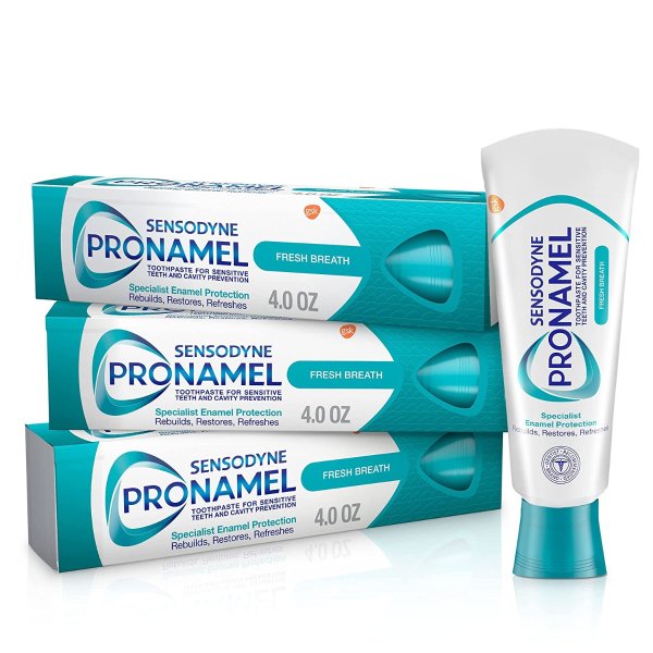 Pronamel Fresh Breath Enamel Toothpaste for Sensitive Teeth, to Reharden and Strengthen Enamel, Fresh Wave - 4 Ounces (Pack of 3)