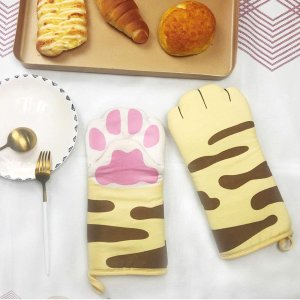 ewos Cat Paw Oven Mitts Set Cute Quilted Cotton Lining