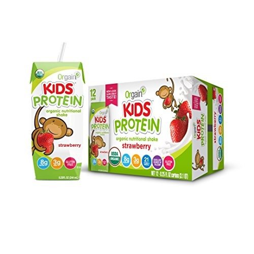 Kids Protein Organic Nutritional Shake, Strawberry, Gluten Free, Kosher, Non-GMO, 8.25 Ounce, Pack of 12