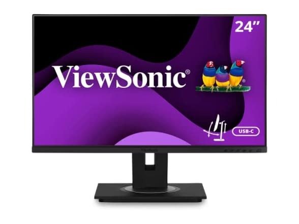 ViewSonic VG2455 24 Inch IPS 1080p Monitor with USB 3.1 Type C HDMI DisplayPort VGA and 40 Degree Tilt Ergonomics for Home and Office