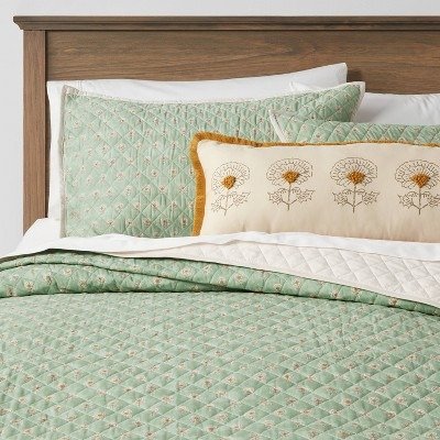 4pc Everett Floral Quilt Set Green - Threshold™