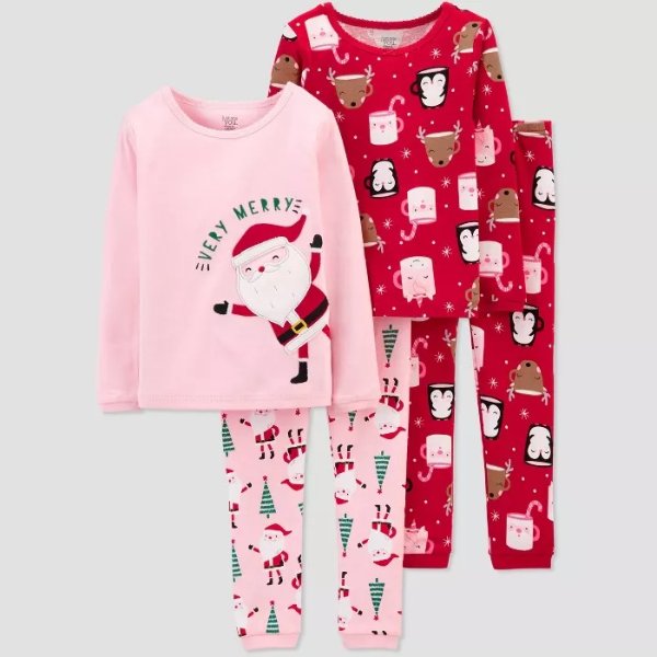 Toddler Girls' 4pc Santa Pajama Set - Just One You® made by carter's