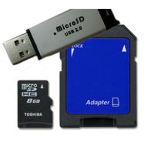  东芝 8GB microSDHC 卡+ SD卡适配器SD-C08G2T2TRTUSB+USB闪存适配器