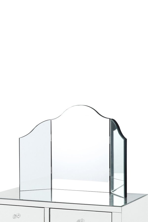 Mokella Frameless Modern Contemporary Tri-Fold Tabletop Vanity Mirror