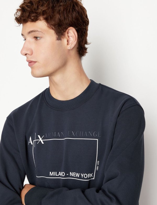 COTTON BLEND CREW NECK SWEATSHIRT, Sweatshirt for Men | A|X Online Store