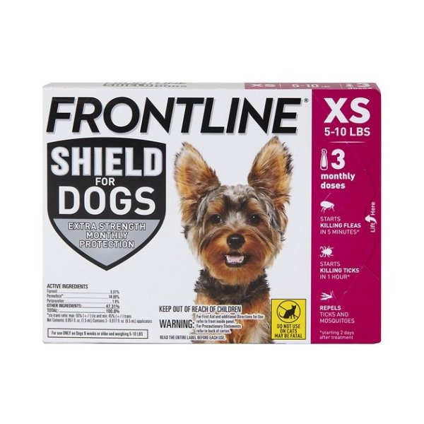SHIELD Flea & Tick Treatment for Extra Small Dogs, 5 - 10 lbs, 3 doses (3-Month Protection) - Chewy.com