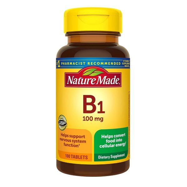 Made Vitamin B1 100 mg Tablets, 100 Count for Metabolic Health