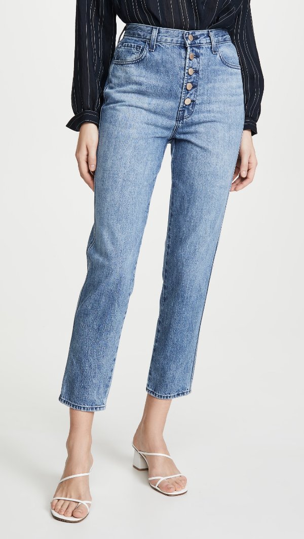 Heather High Rise Button Fly Jeans