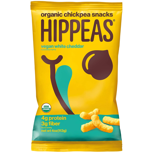 Hippeas Organic Chickpea Puffs, Vegan White Cheddar, 4oz