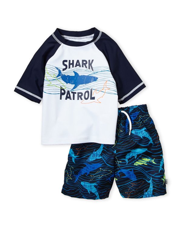 (Toddler Boys) Two-Piece Shark Patrol Rashguard & Board Shorts Set